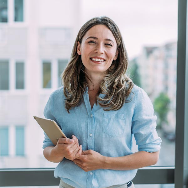 smiling loan officer