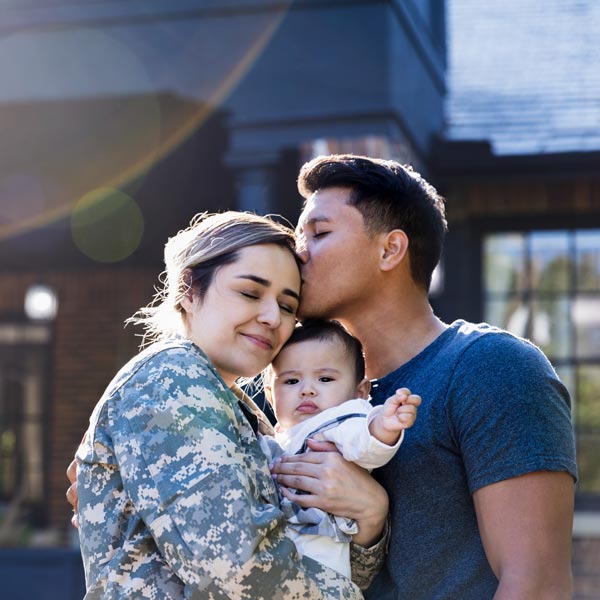 military family outside home