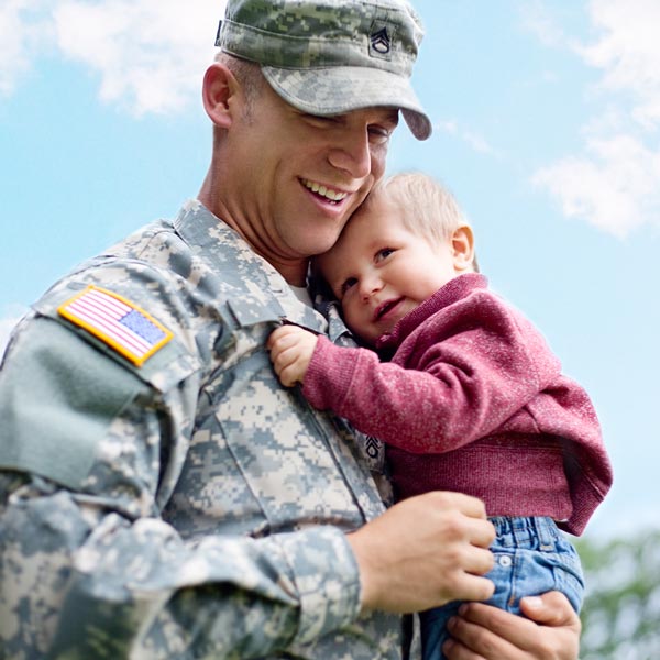 military man with son